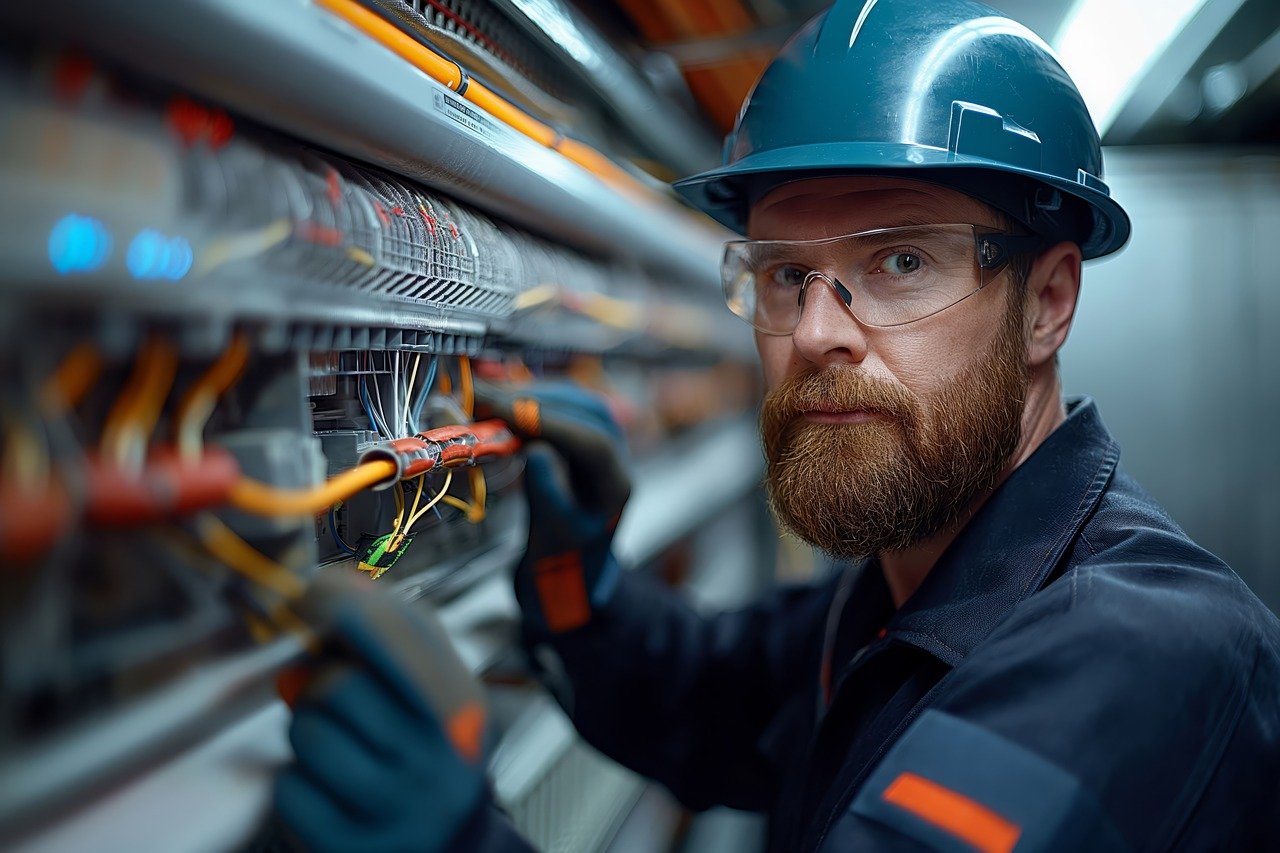 A professional electrician working on electrical wires to ensure a secure and efficient electrical installation.